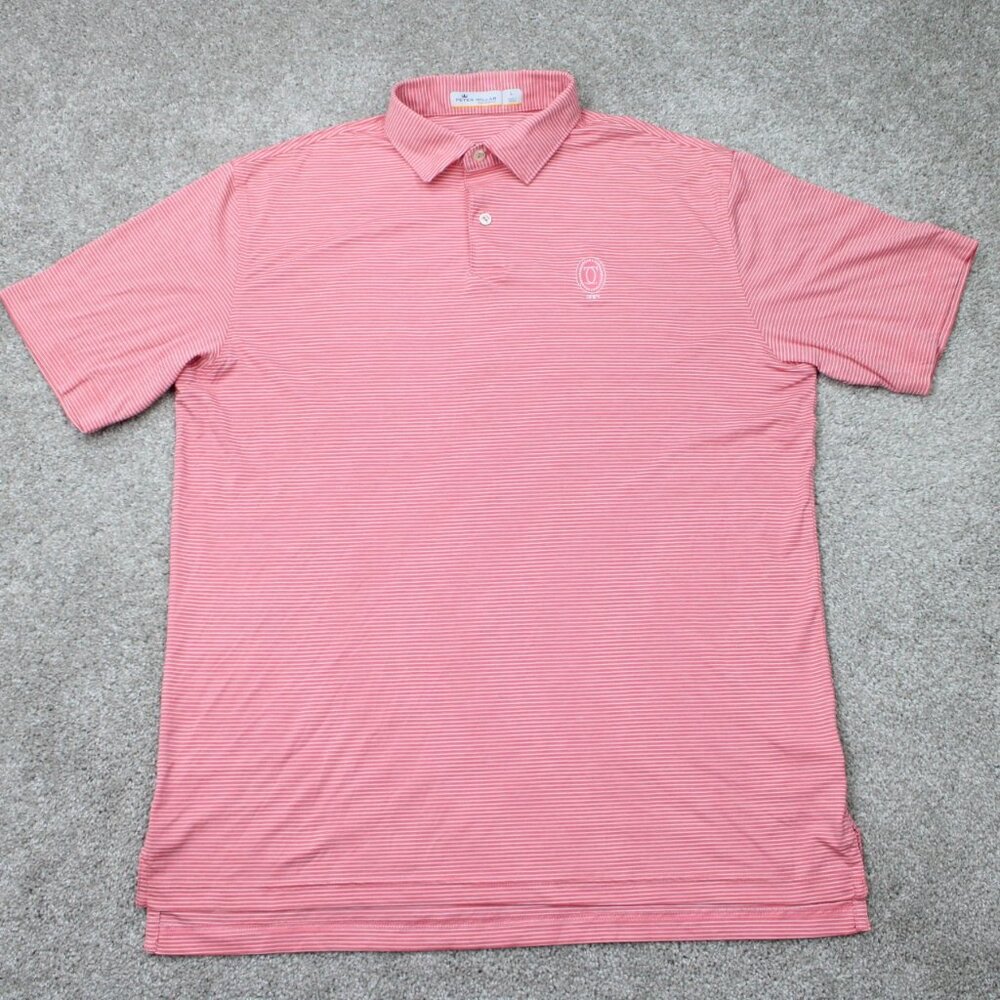 Peter Millar Featherweight Polo Shirt Mens Large Red 100% Polyester S/S Pullover
